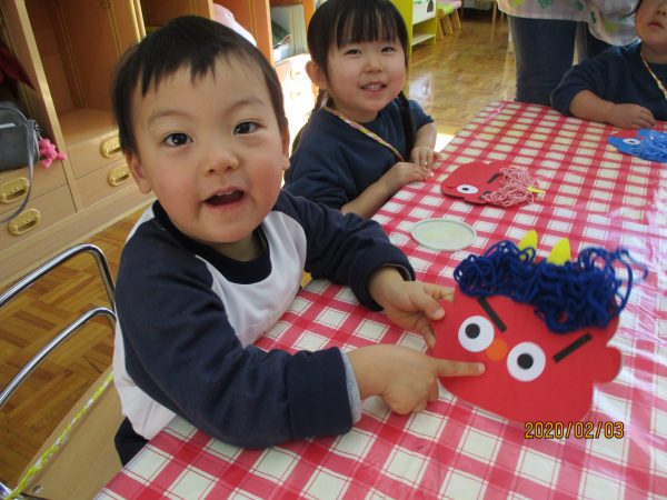 鬼のお面作り 晃華学園暁星幼稚園